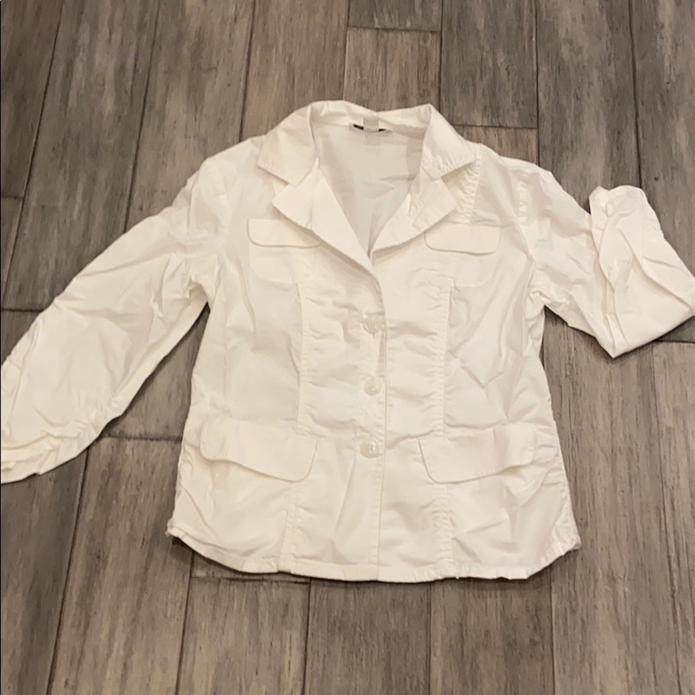 Kenneth Cole white lightweight cotton 3/4 sleeve utility jacket-size 6